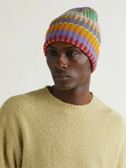 The Elder Statesman - Jolly Striped Ribbed Cashmere Beanie