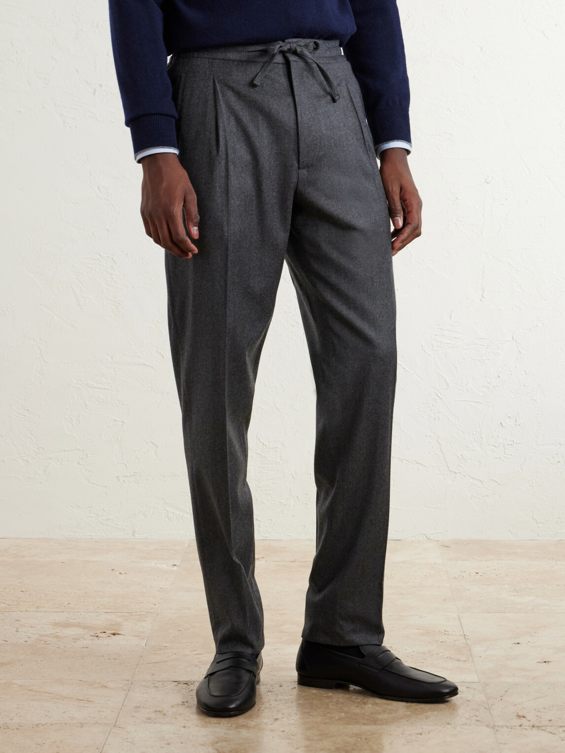 Lardini - Straight-Leg Wool and Cashmere-Blend Flannel Trousers - Gray