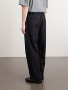 ATON - Wide-Leg Cotton-Blend Gabardine Drawstring Trousers - Black