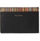 PAUL SMITH - Stripe-Trimmed Pebble-Grain Leather Cardholder - Black