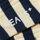 Beams Plus Men's Stripe Rib Sock in White