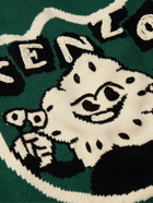 KENZO - Boke Boy Shawl-Collar Embroidered Wool and Cotton-Blend Cardigan - Green
