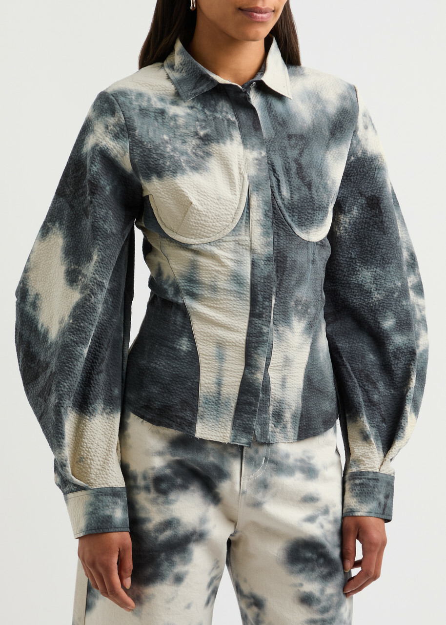 Marques' Almeida Tie-dye Seersucker Shirt Cream