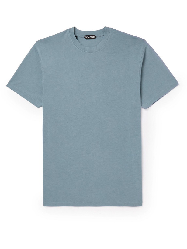 Photo: TOM FORD - Lyocell and Cotton-Blend Jersey T-Shirt - Blue