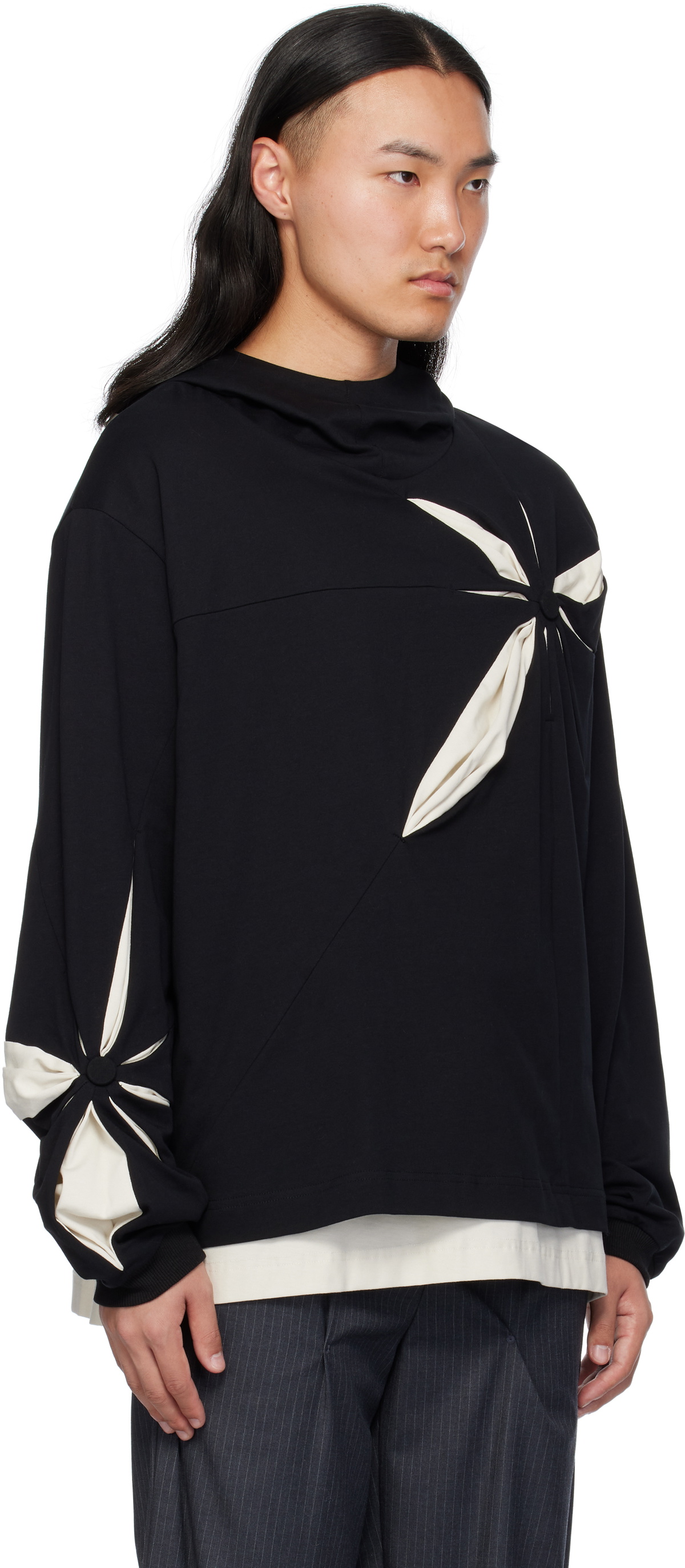 KUSIKOHC Black Origami Long Hoodie