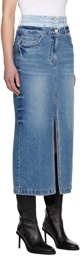 Juun.J Blue Double Waist Denim Midi Skirt