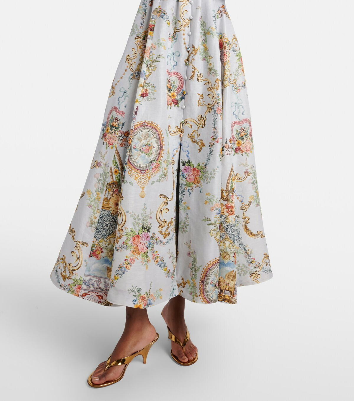 Camilla Printed linen and silk bustier dress