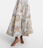 Camilla Printed linen and silk bustier dress