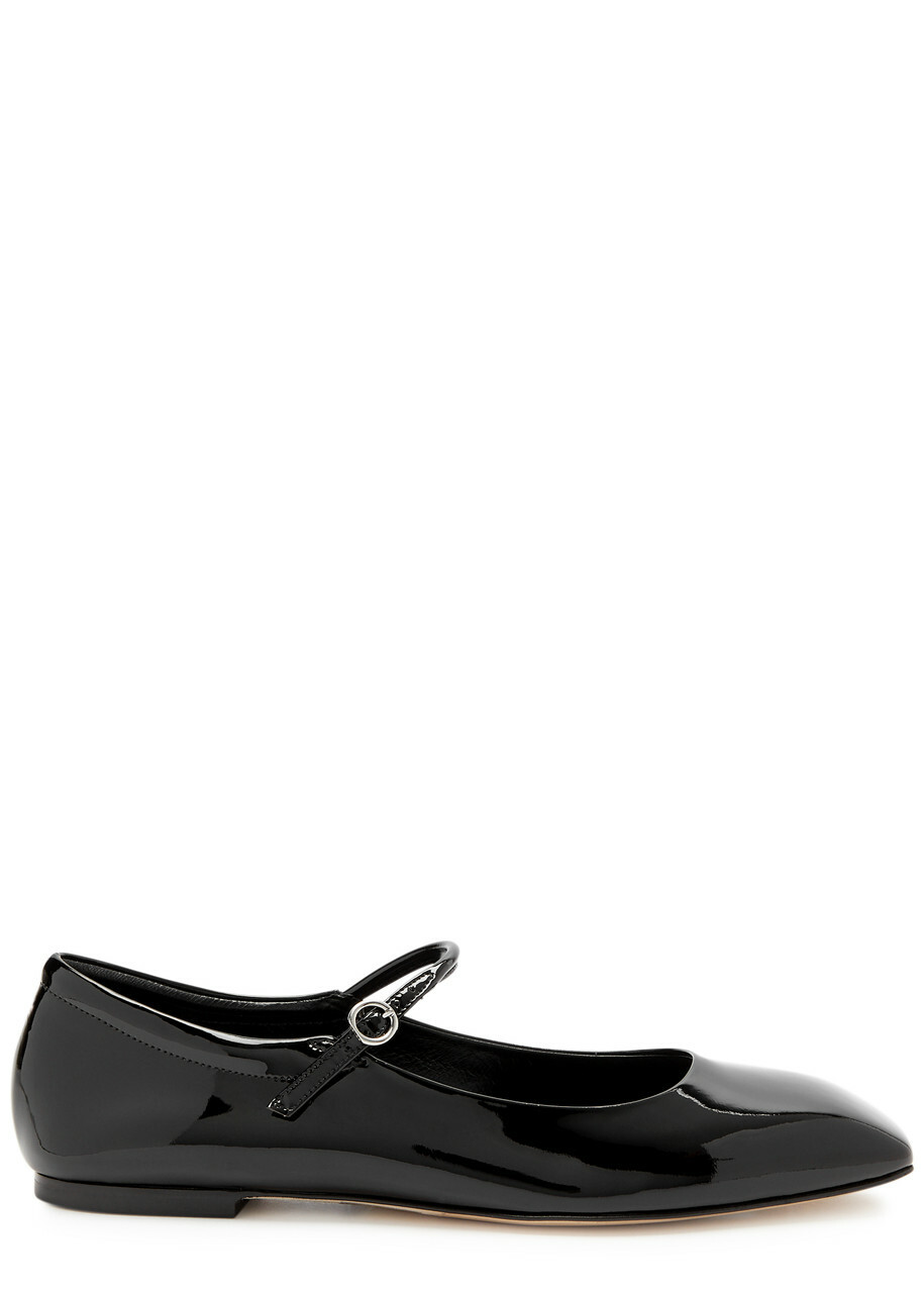Aeyde Uma Patent Leather Mary Jane Flats Black