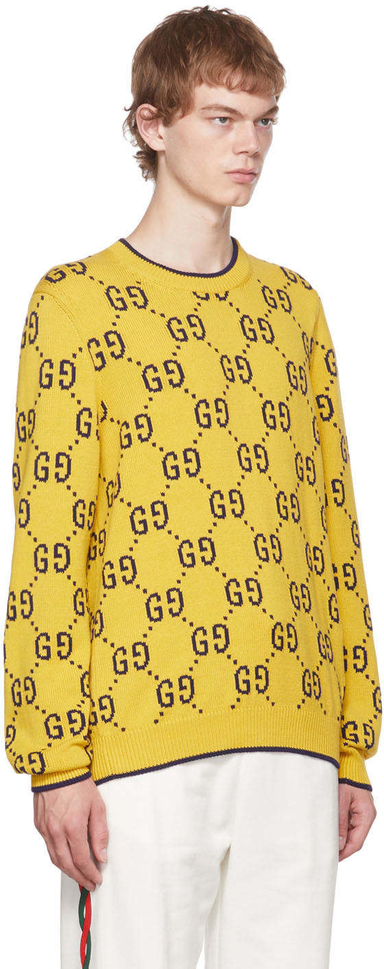 Gucci: Yellow GG Intarsia Sweater