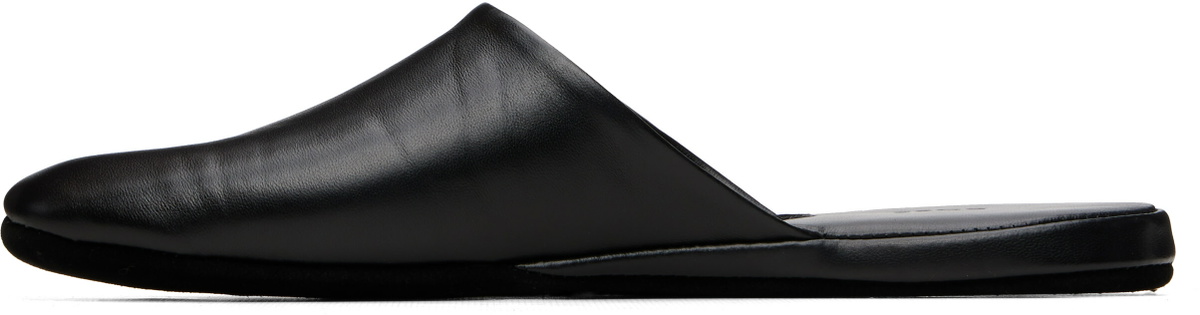 BOSS Black Leather Slippers