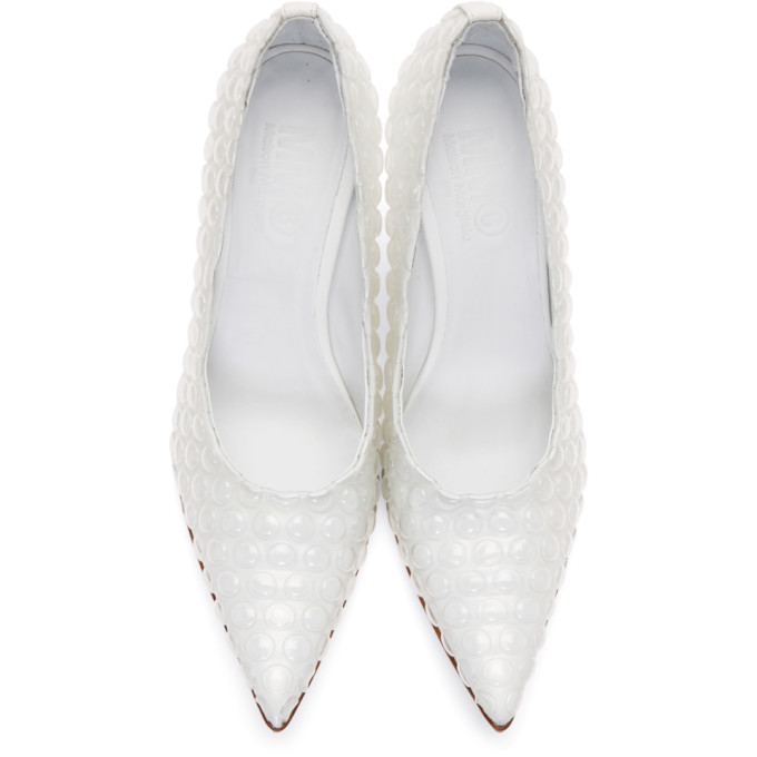 MM6 Maison Margiela オープントゥ ミュール ホワイト 新品 MM6 Maison Margiela White Bubble Wrap Heels MM6 Maison Margiela