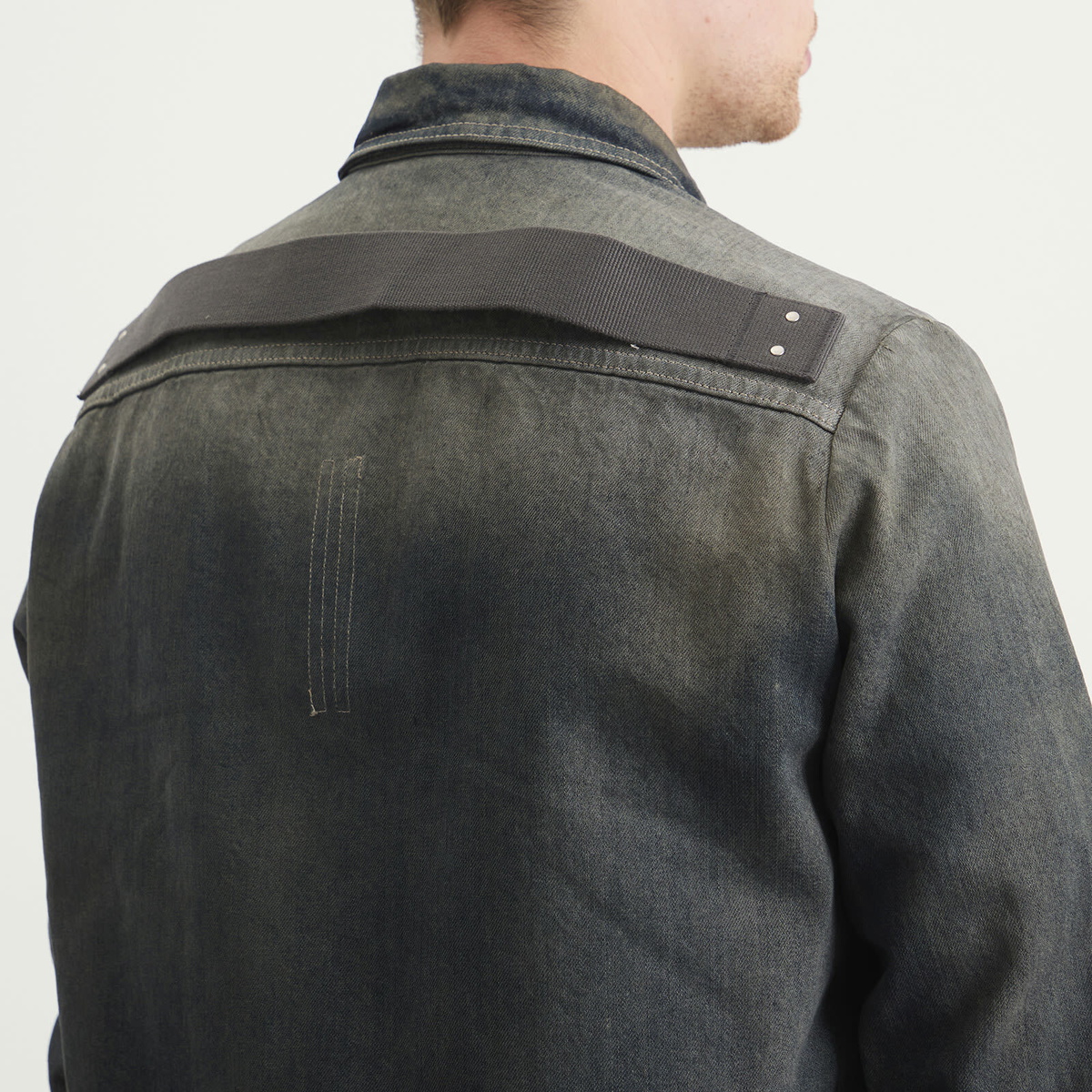 Rick Owens Men's Fogpocket Denim Shirt in Dark Dust Rick Owens