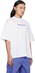 Marni White Crewneck Checked 'Marni' Logo T-shirt