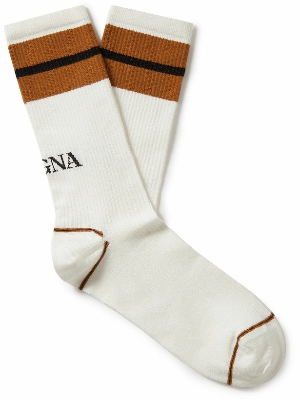 Photo: Zegna - Logo-Jacquard Stretch Cotton-Blend Socks