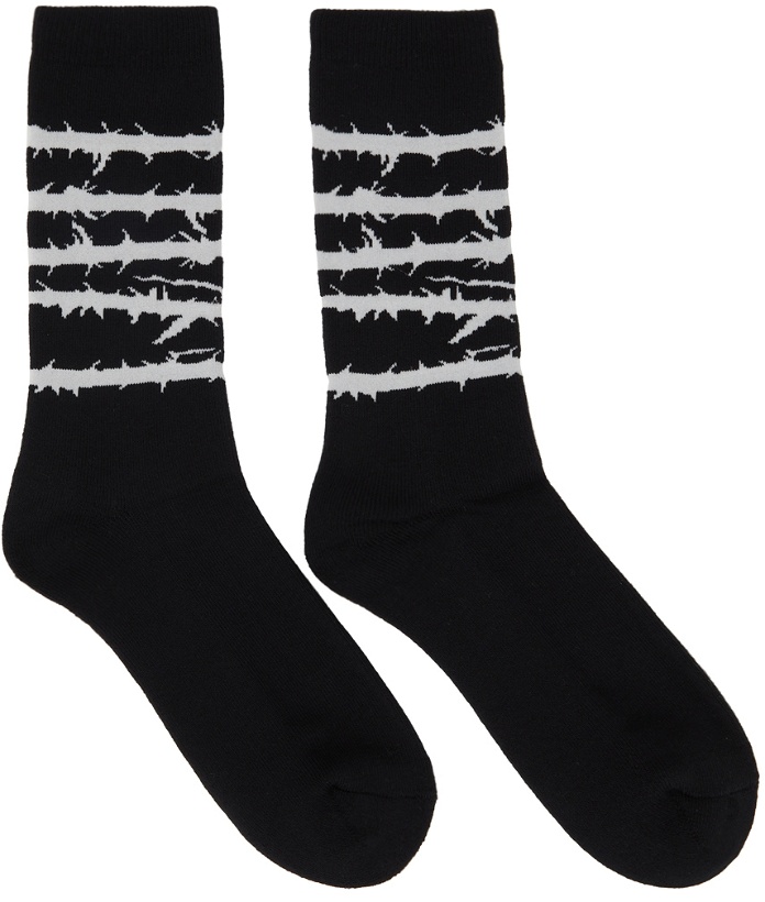 Photo: Undercoverism Black Intarsia Barbed Wire Socks