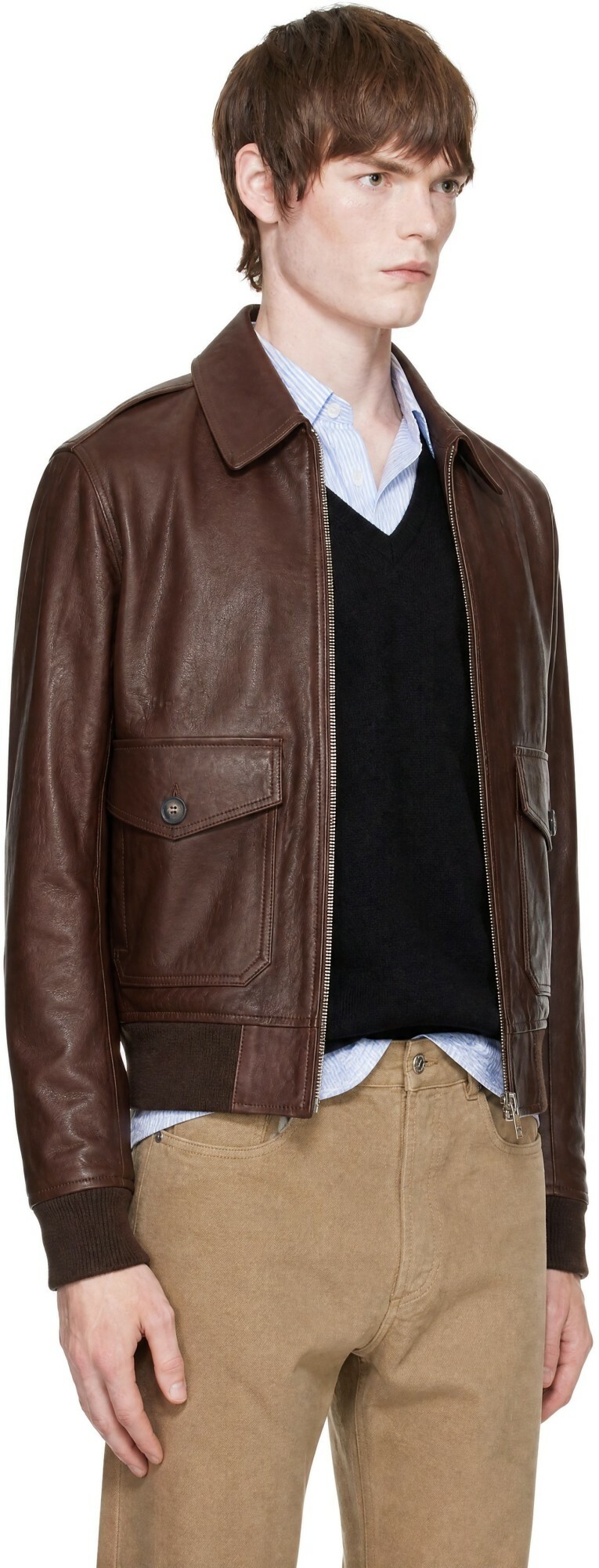 A.P.C. Brown Short Leather Jacket