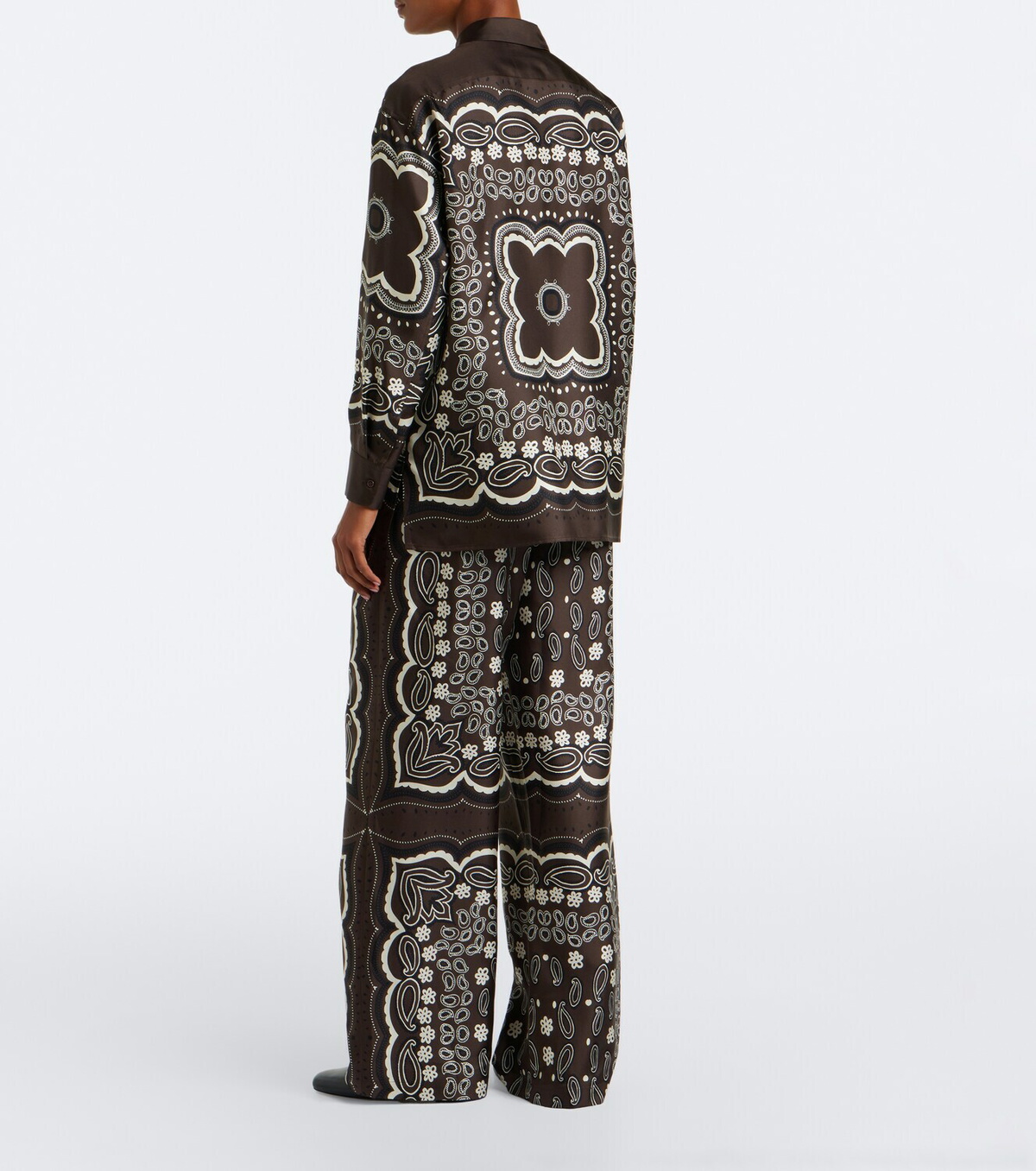 Nili Lotan Morgan printed silk twill wide-leg pants