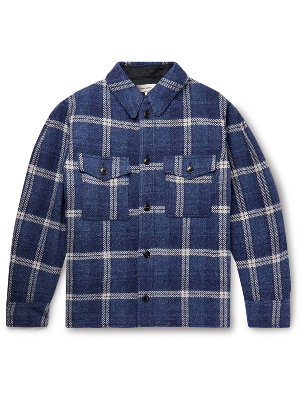 Photo: Isabel Marant - Gervon Checked Virgin Wool Shirt Jacket - Blue