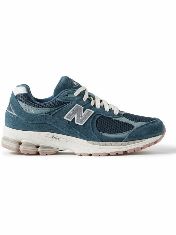 Photo: New Balance - 2002R Leather-Trimmed Suede and Mesh Sneakers - Blue