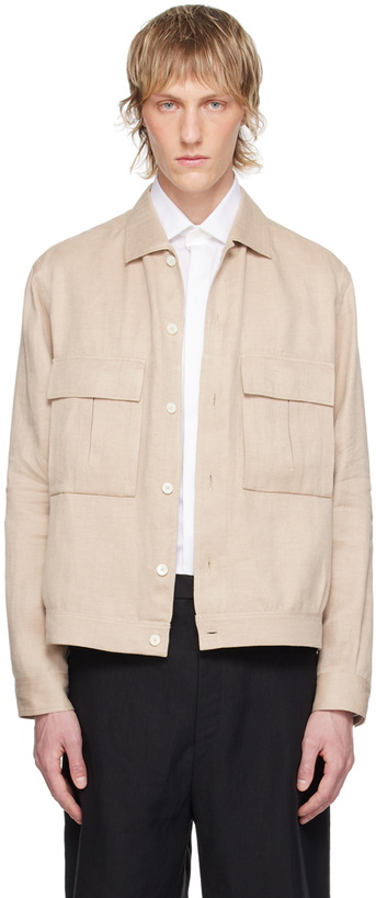 Photo: ZEGNA Beige Flap Pocket Shirt