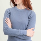Beams Boy Women's Cotton Thermal Crew Long Sleeve T-Shirt in Blue 