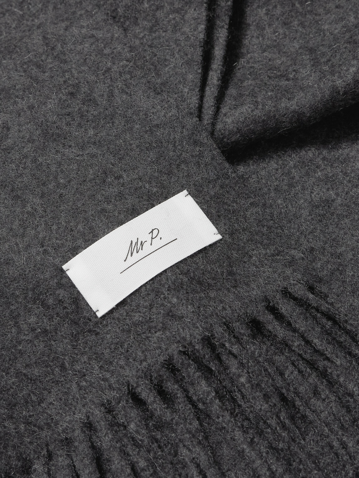 Mr P. - Logo-Appliquéd Fringed Cashmere Scarf