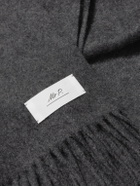 Mr P. - Logo-Appliquéd Fringed Cashmere Scarf