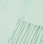 AMI - Logo-Appliquéd Fringed Virgin Wool Scarf - Mint