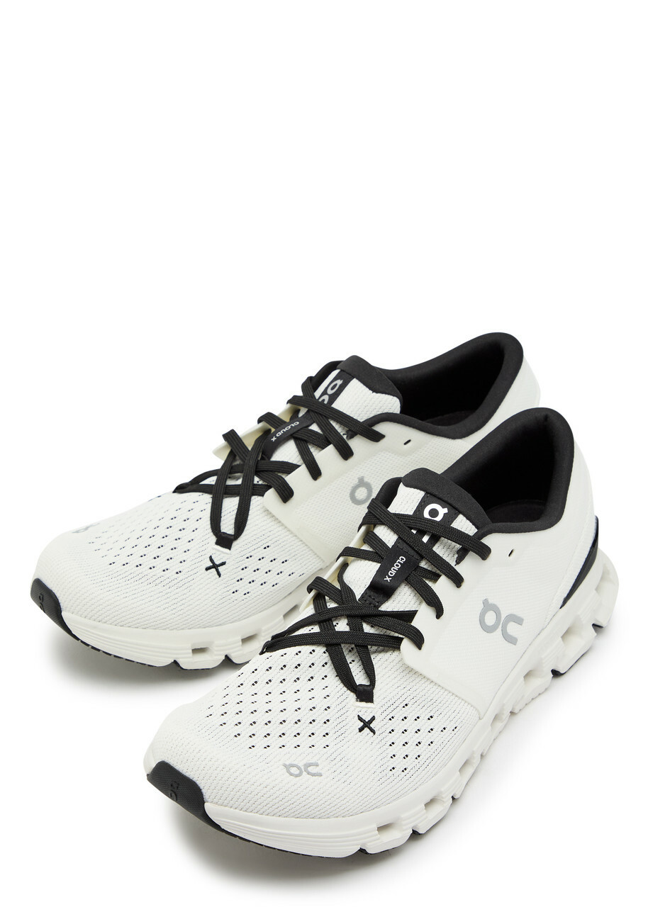 ON Cloud X 4 Panelled Mesh-knit Sneakers Ivory