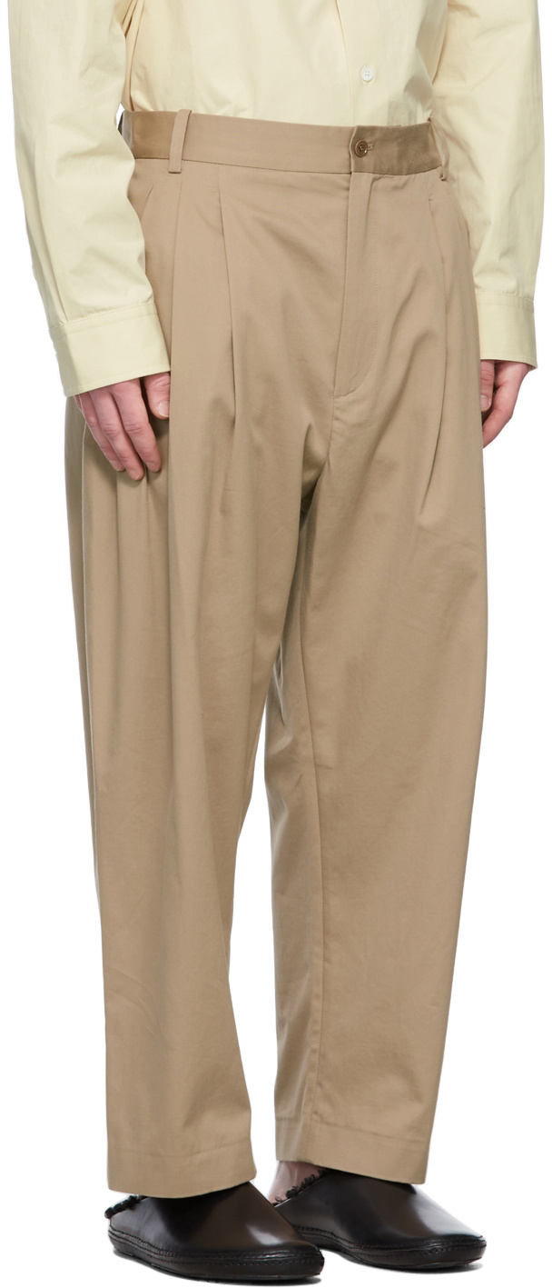 Hed Mayner Tan Wool 6-Pleat Trousers
