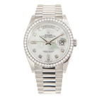 Rolex Day-Date 36 Mother of Pearl Diamond Dial 18kt White Gold President Watch 128349MDP