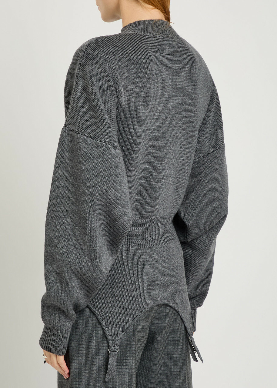 Jean Paul Gaultier Garter-embellished Wool Jumper Grey
