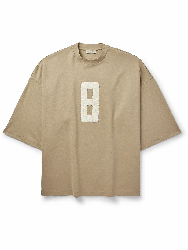 Photo: Fear of God - Oversized Bouclé-Trimmed Jersey T-Shirt - Neutrals