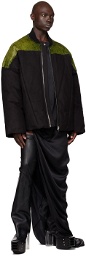 Rick Owens Black Flight Leather Down Jacket