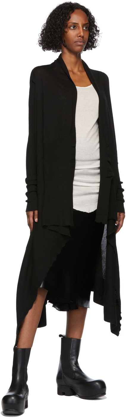 Rick Owens Black Virgin Wool Long Wrap Cardigan Rick Owens