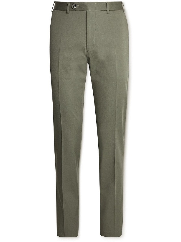 Photo: Canali - Kei Slim-Fit Tapered Stretch-Cotton Twill Suit Trousers - Green