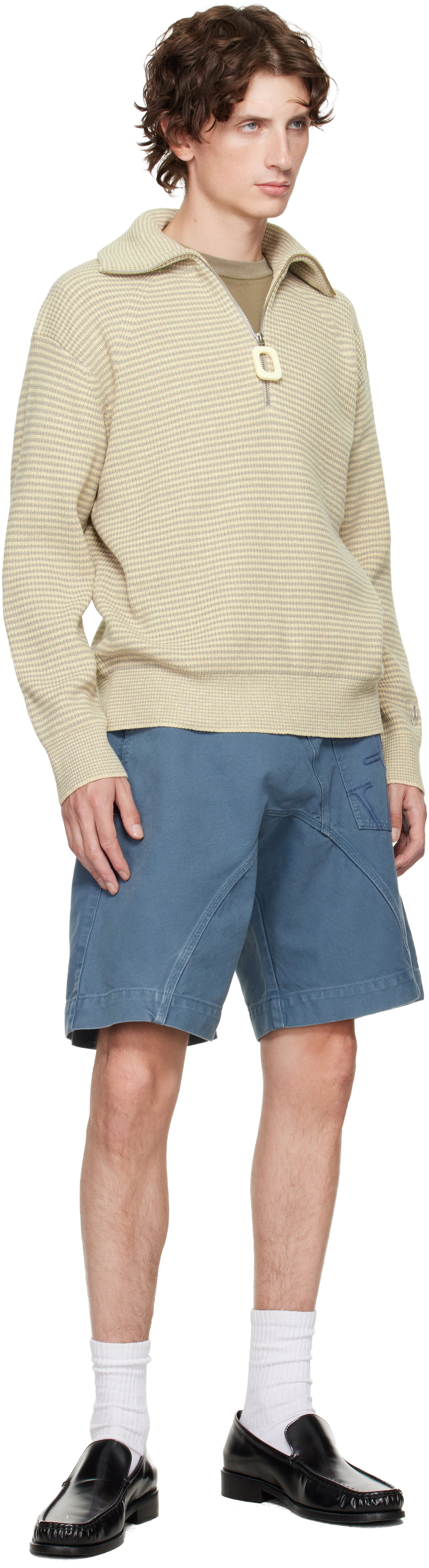 JW Anderson Blue Twisted Workwear Denim Shorts