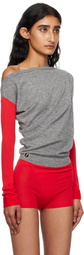 Kiko Kostadinov Gray & Red Heiss Knit Bodysuit