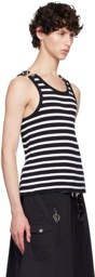 Jean Paul Gaultier Black & White 'The Strapped Marinière' Tank Top