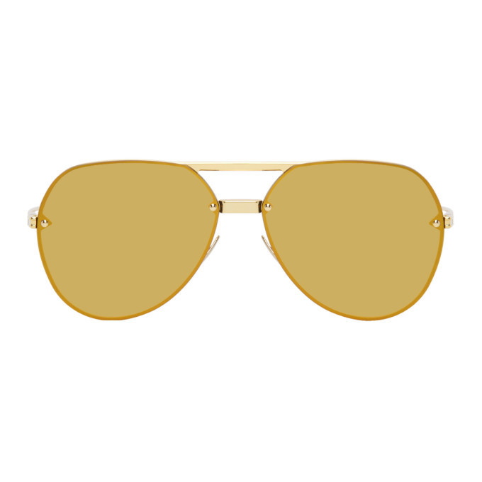 Photo: Bottega Veneta Gold Aviator Sunglasses