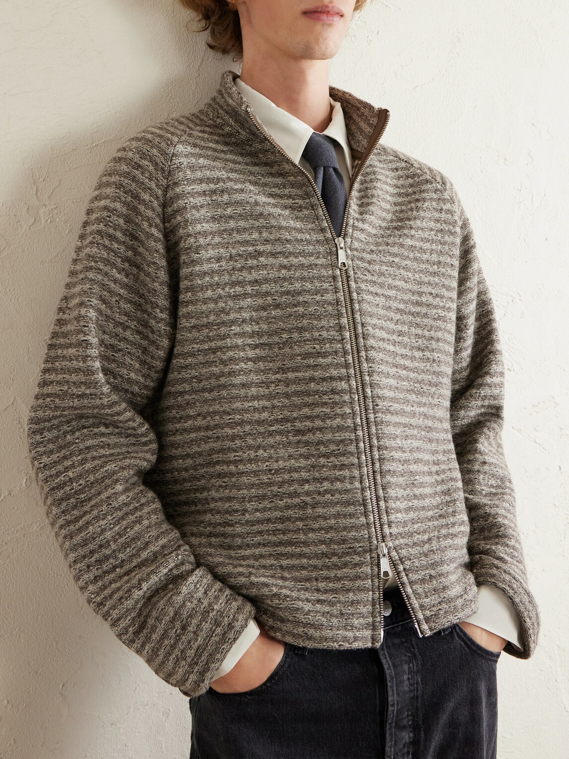 mfpen - Leisure Wool Zip-Up Sweater - Brown