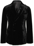 Giorgio Armani - Double-Breasted Velvet Tuxedo Jacket - Black