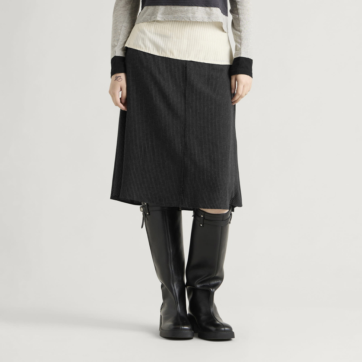 mfpen Women's Committee Skirt in Dark Grey Check