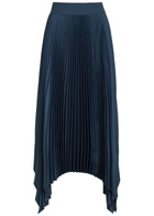 Joseph Ade Plissé Satin Midi Skirt Indigo