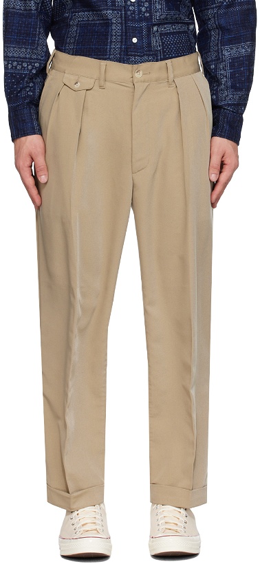 Photo: BEAMS PLUS Taupe Pleated Trousers