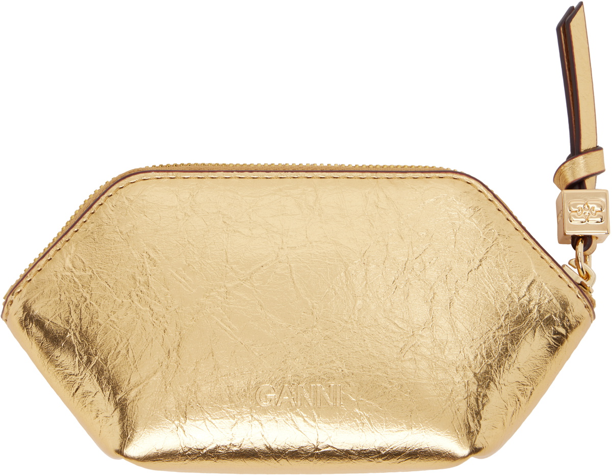 GANNI Gold Bou Crushed Coin Pouch