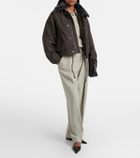 Victoria Beckham Shearling-trimmed suede blouson jacket