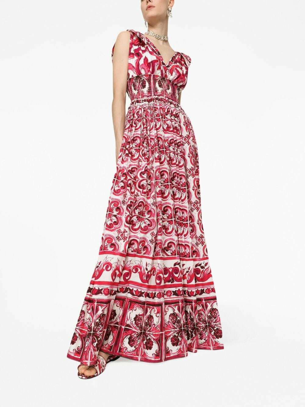 Womens Dolce & Gabbana multi Silk-Blend Majolica Print Midi Dress