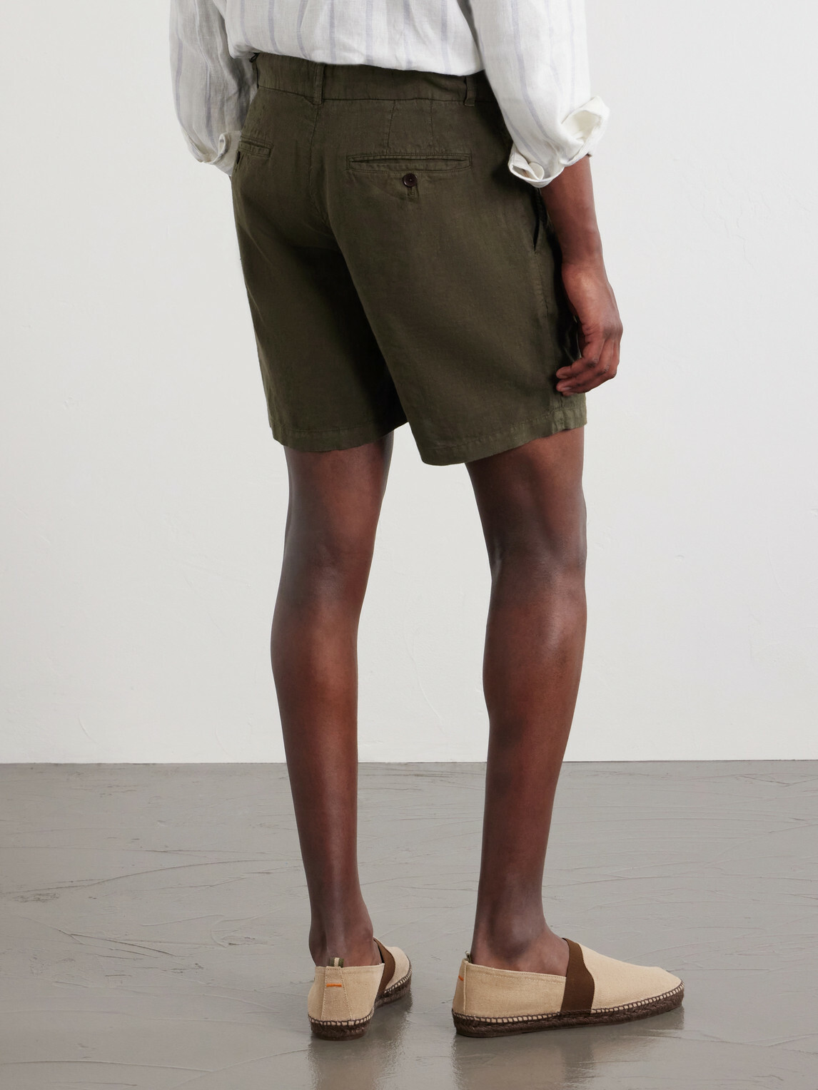 Mr P. - Straight-Leg Pleated Linen Shorts - Green